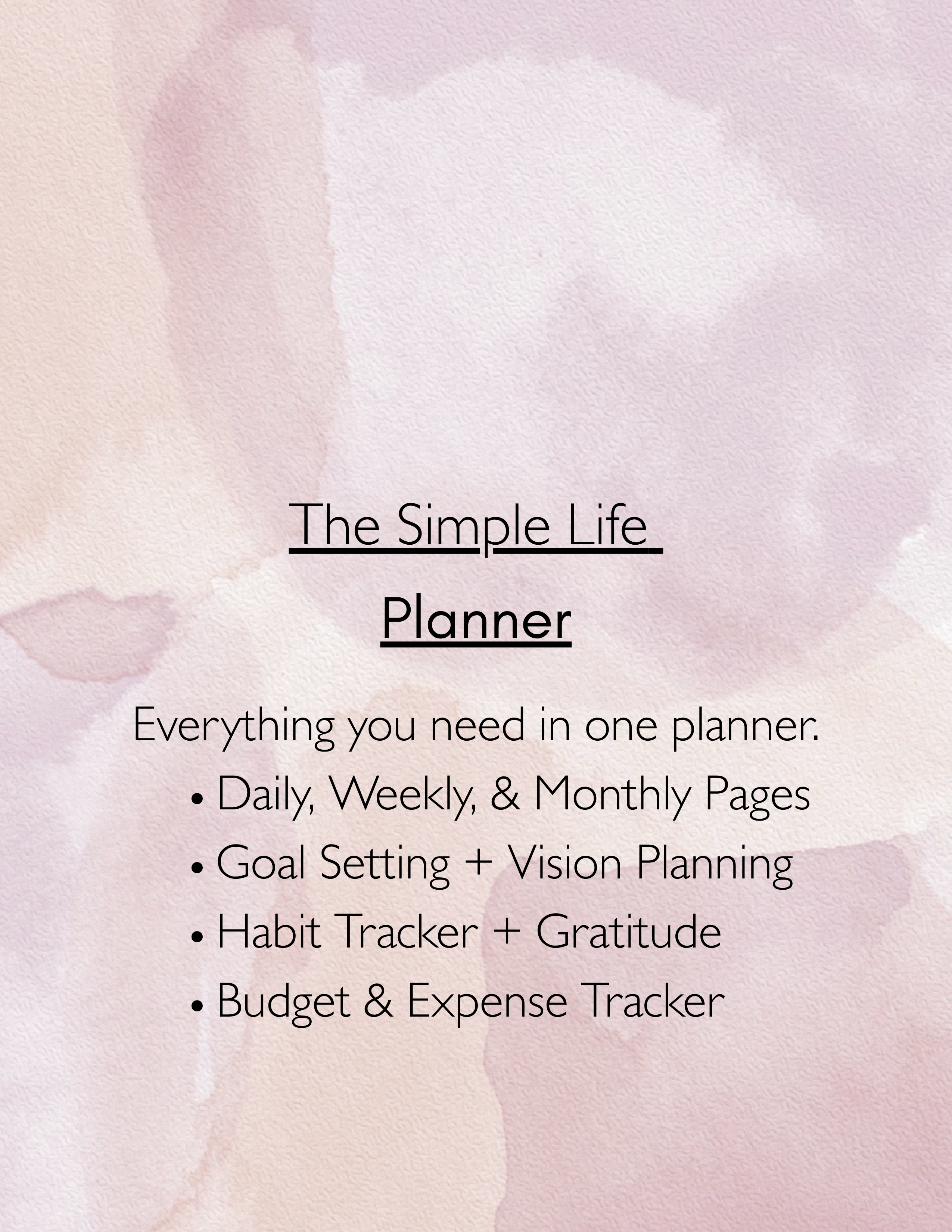 Simple Life Planner Printable | Minimalist Daily, Weekly & Monthly Planner | Goal, Habit & Budget Tracker